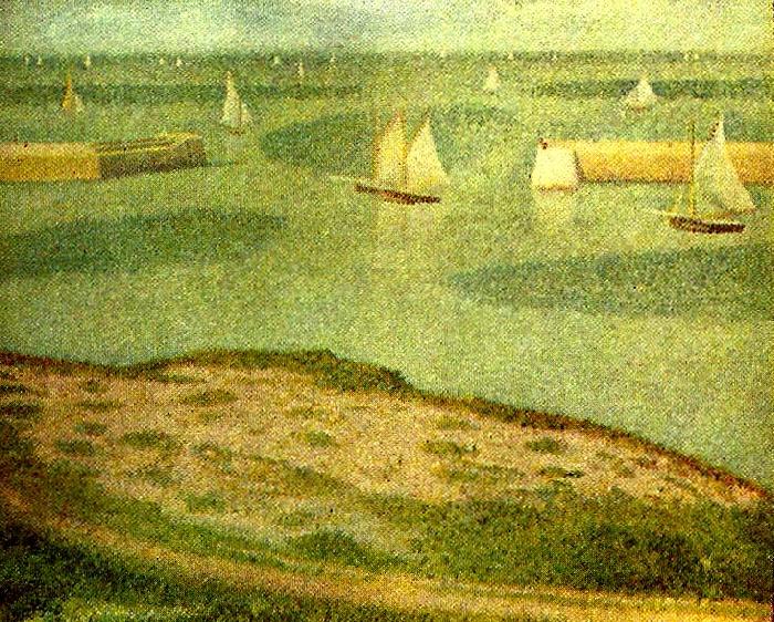 Georges Seurat fiskeflottan utanfor port